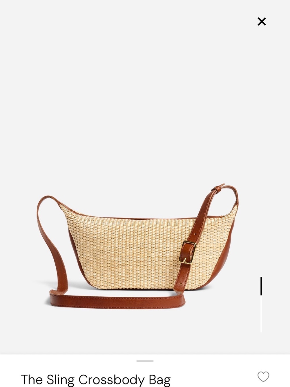 Madewell Straw Crossbody with Brown Leather Trim